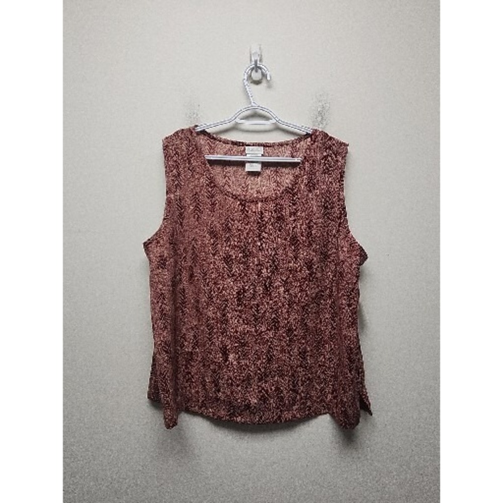 In‎ Moda Sears Women's Size 20 Red Leaf Print Sleeveless Tank Top Blouse New